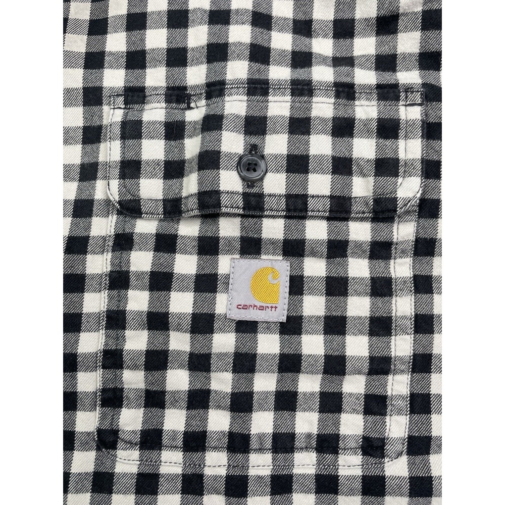 Carhartt‎ Button Down Shirt Mens 2XL Black White Gingham Loose Fit TW4451-M - Picture 4 of 7